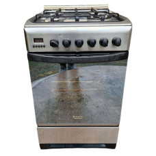 Газова плита Hotpoint-Ariston C34SM 5  з електричною духовкою б/у. Нержавійка