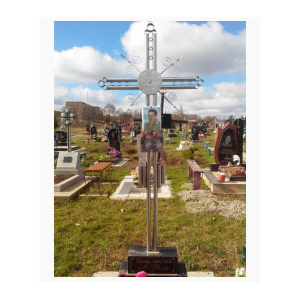 Хрест для пам'ятника з нержавіючої сталі (висота - 210см, ширина - 65см)